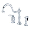 Kingston Brass Heritage Widespread Kitchen Faucet Polished Chrome
