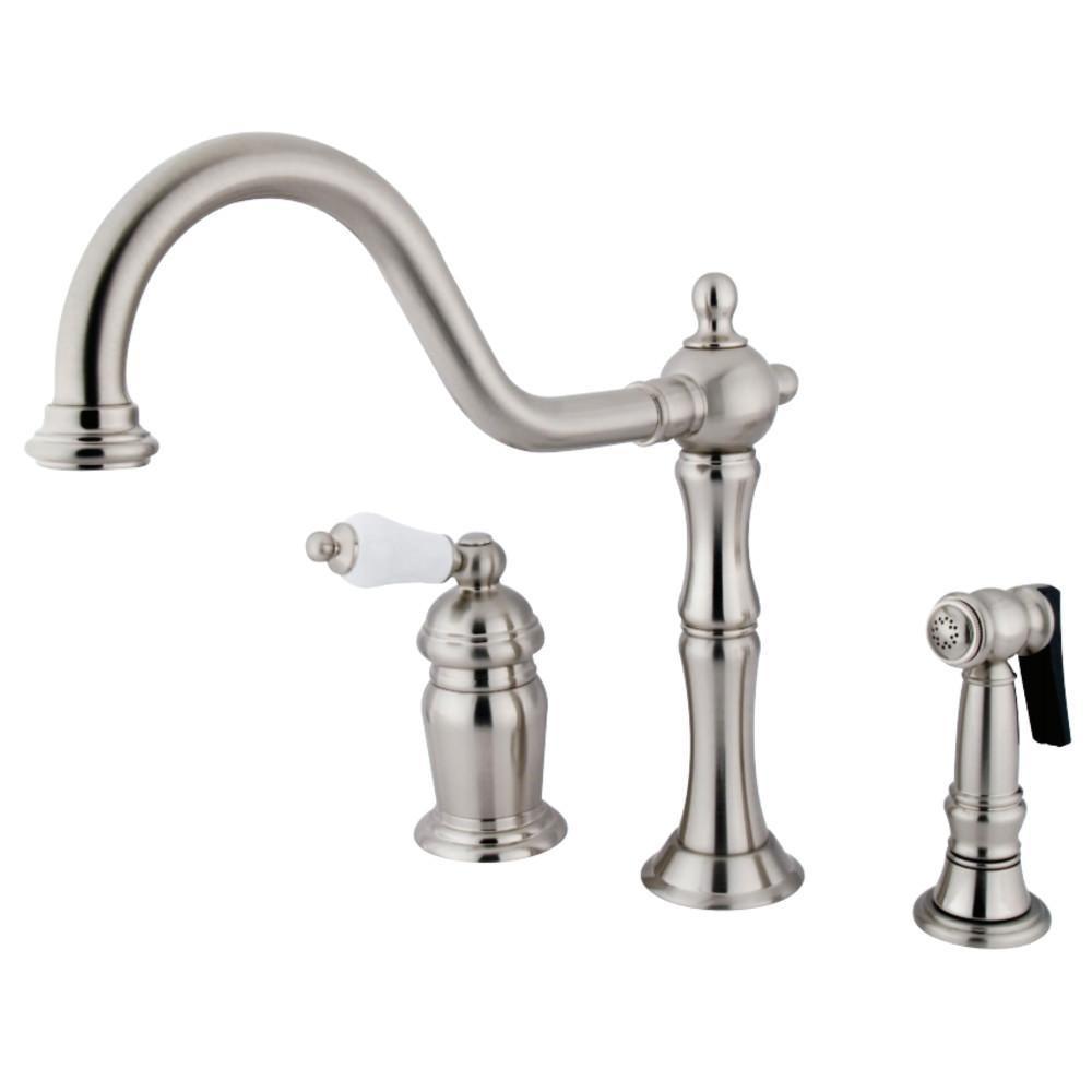 Kingston Brass Heritage Widespread Kitchen Faucet Brushed Nickel