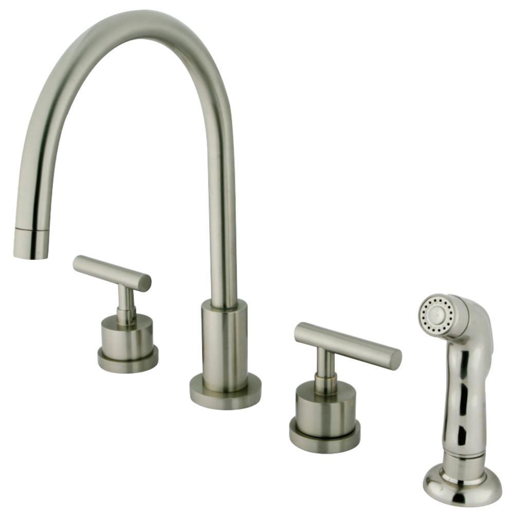 Kingston Brass Manhattan Widespread Kitchen Faucet Brushed Nickel