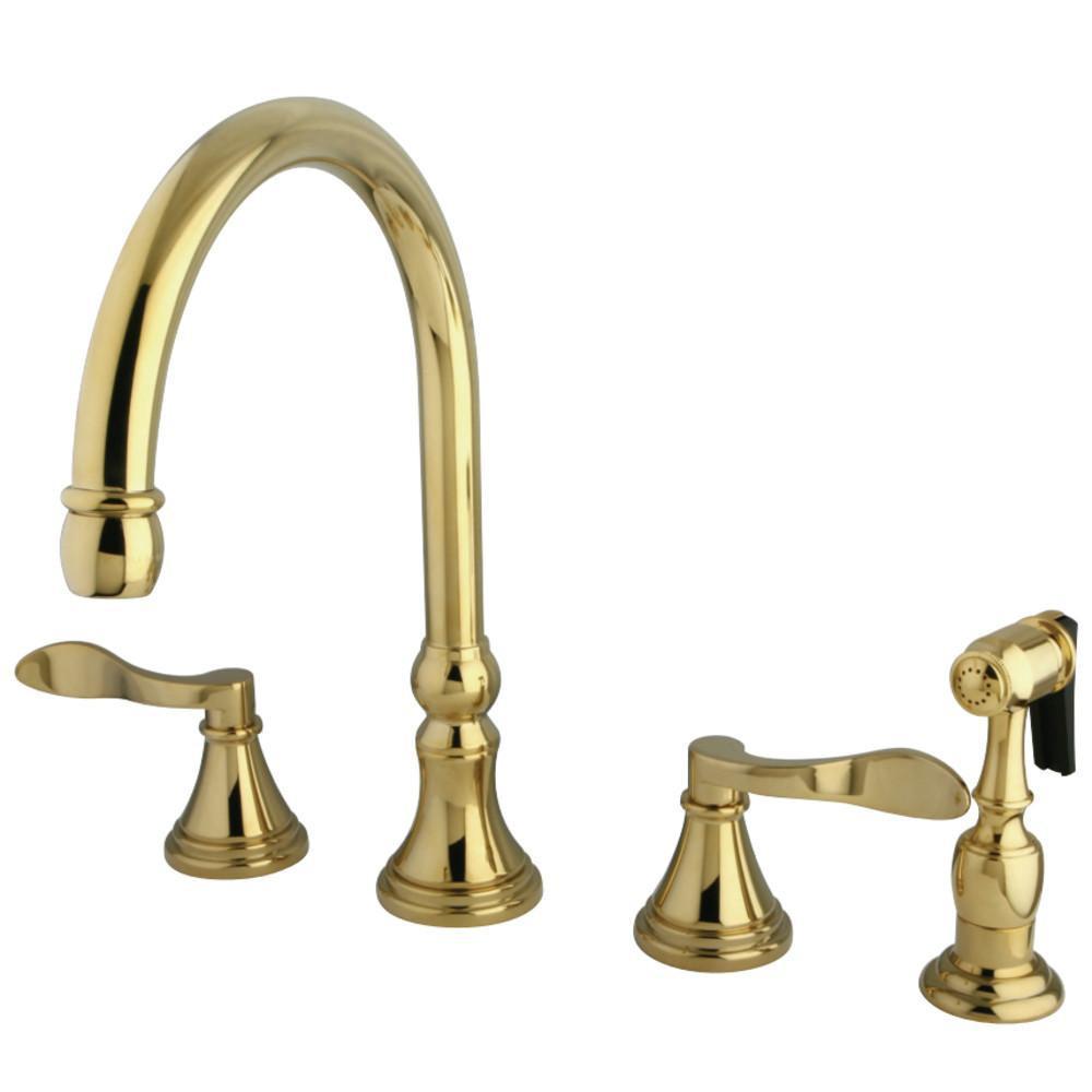 Kingston Brass NuFrench Widespread Kitchen Faucet Polished Brass