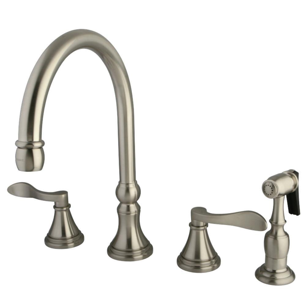 Kingston Brass NuFrench Widespread Kitchen Faucet Brushed Nickel