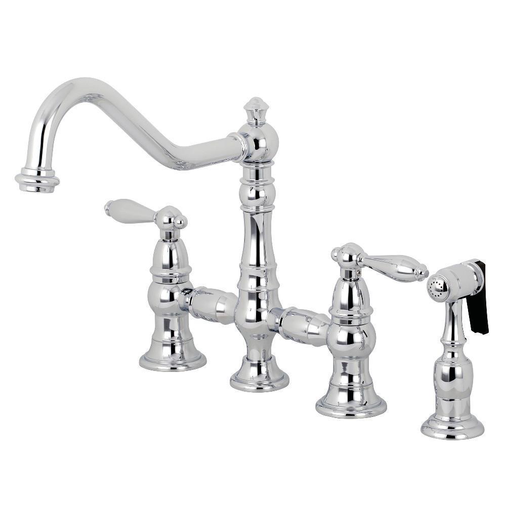 Kingston Brass Restoration Bridge Kitchen Faucet Polished Chrome