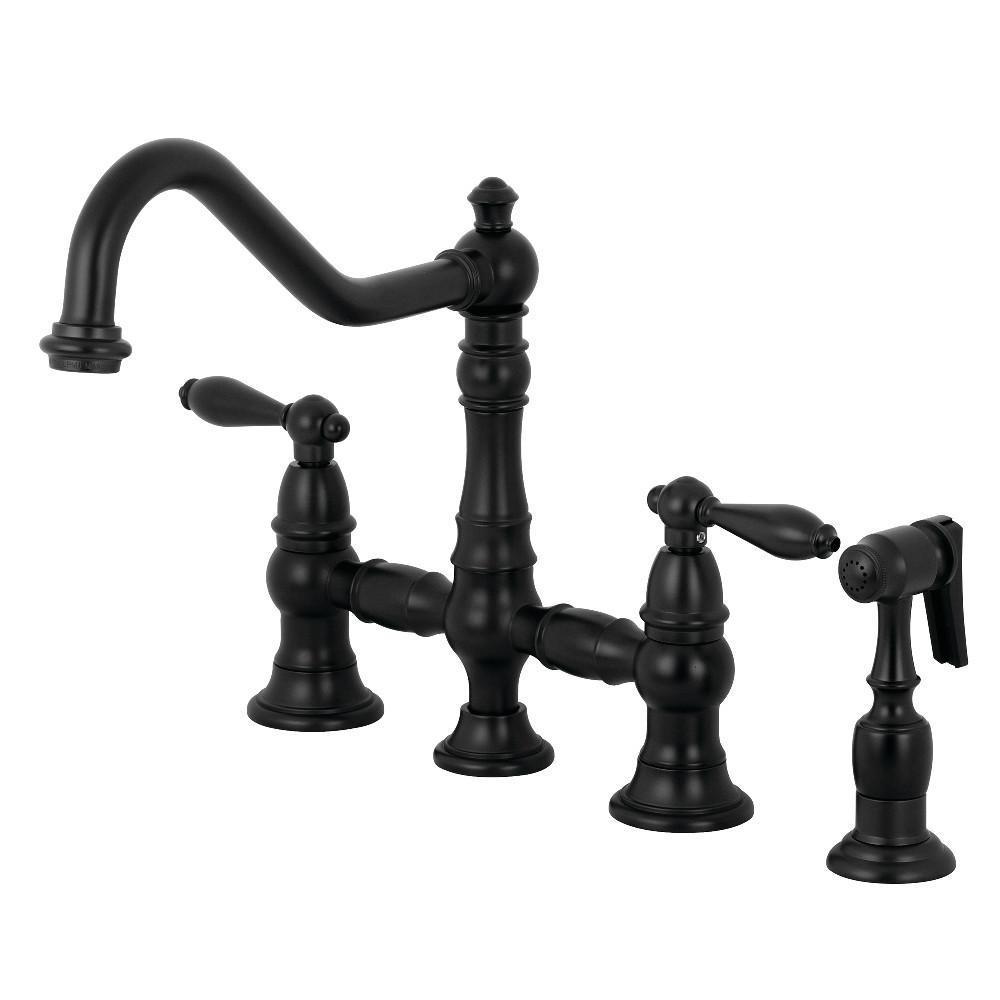 Kingston Brass Restoration Bridge Kitchen Faucet Matte Black