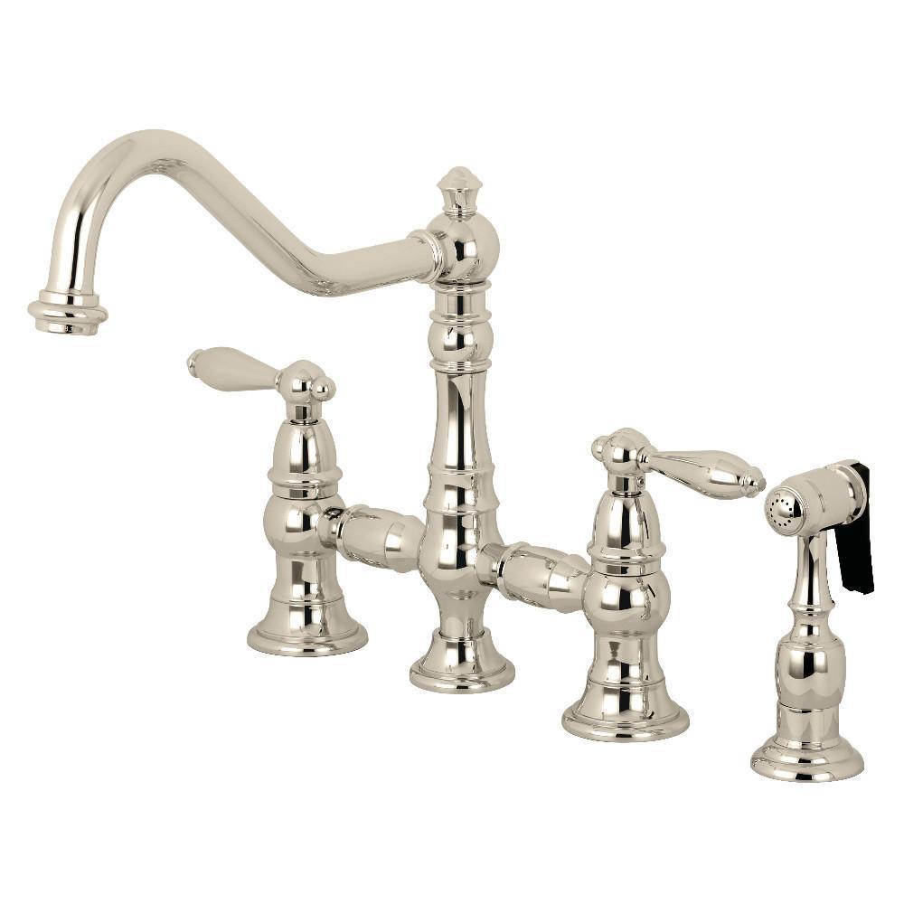 Kingston Brass Restoration Bridge Kitchen Faucet Polished Nickel
