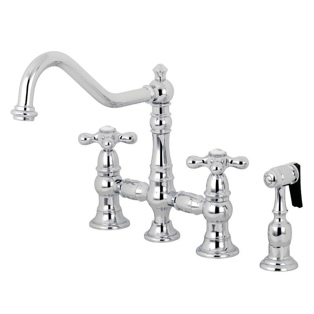 Kingston Brass Restoration Bridge Kitchen Faucet Polished Chrome