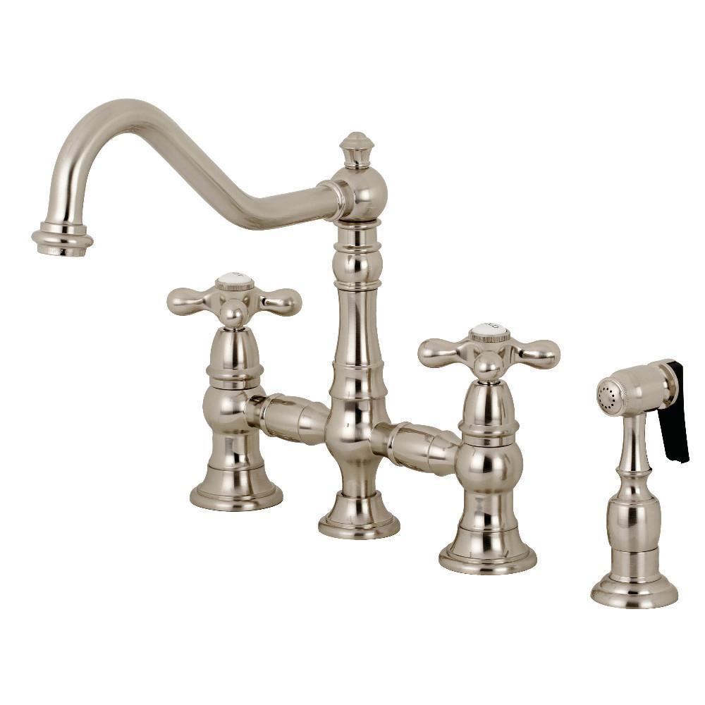 Kingston Brass Restoration Bridge Kitchen Faucet Brushed Nickel