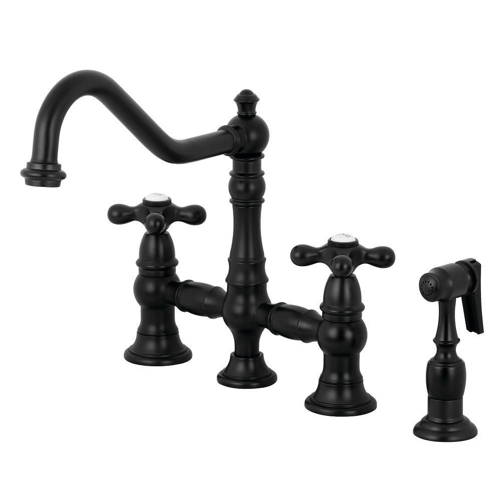 Kingston Brass Restoration Bridge Kitchen Faucet Matte Black
