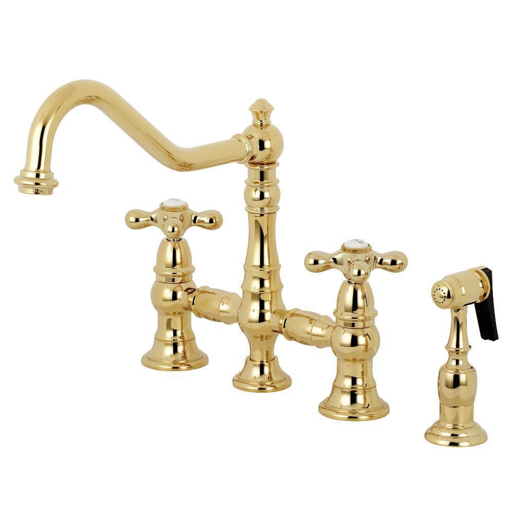 Kingston Brass Restoration Bridge Kitchen Faucet Polished Brass