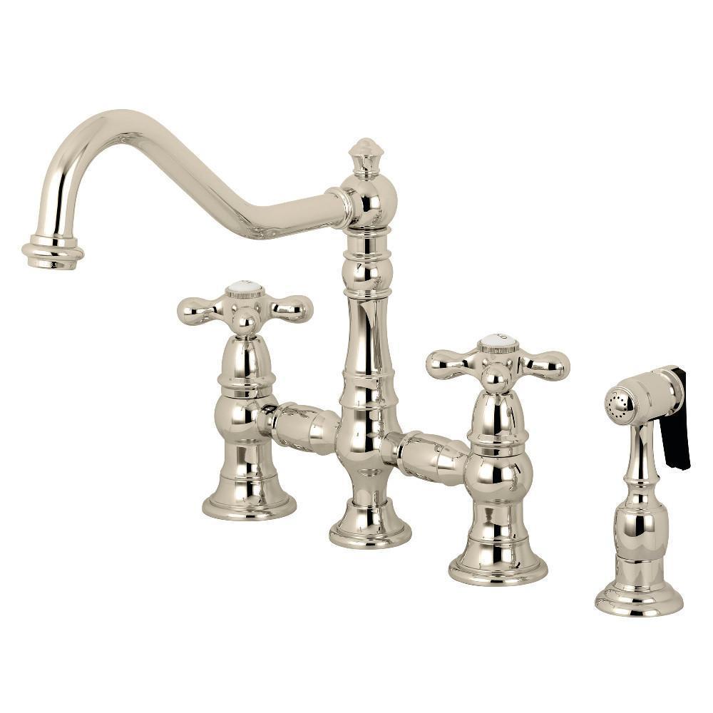 Kingston Brass Restoration Bridge Kitchen Faucet Polished Nickel