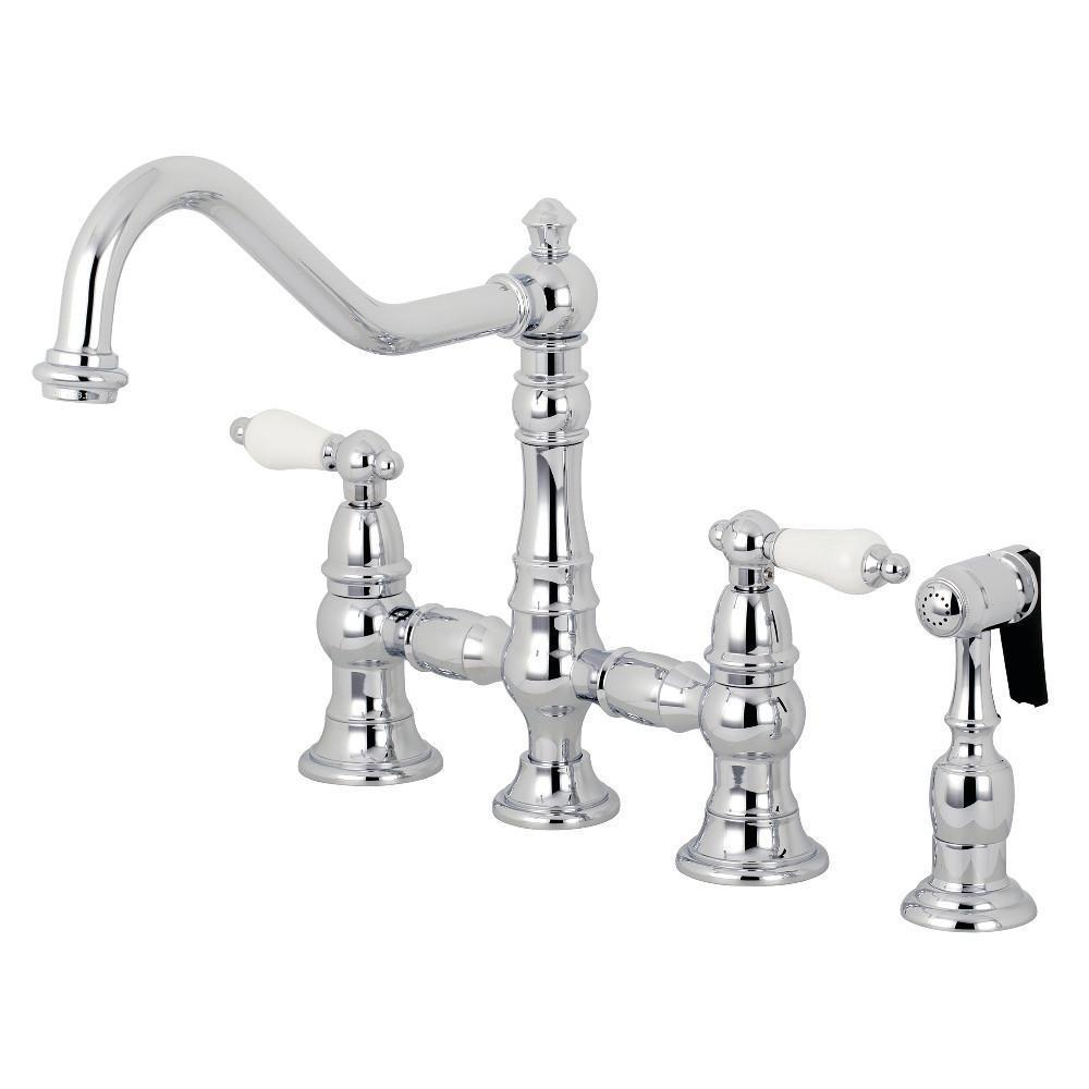 Kingston Brass Restoration Bridge Kitchen Faucet Polished Chrome