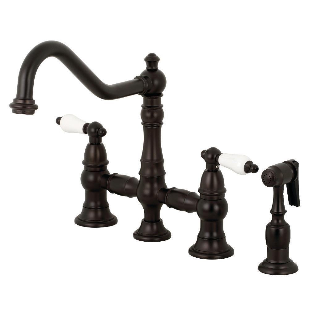 Kingston Brass Restoration Bridge Kitchen Faucet Oil Rubbed Bronze