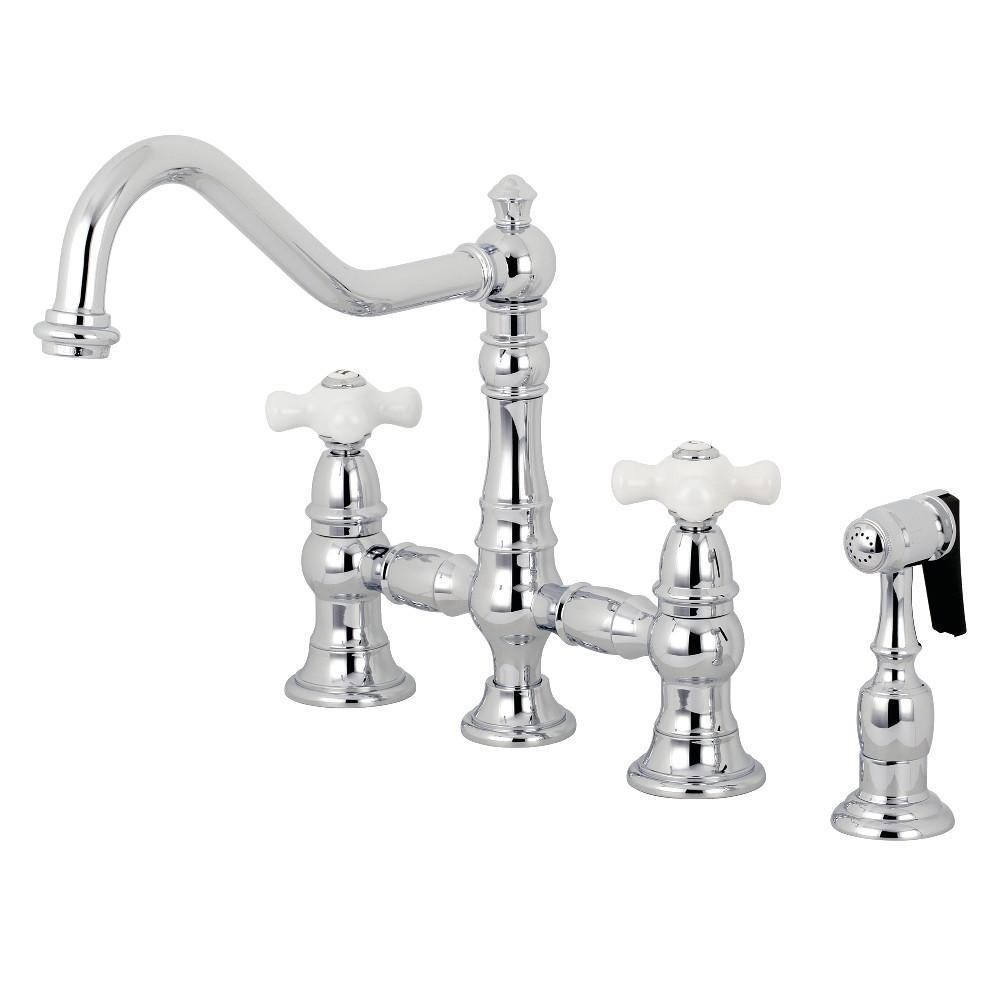 Kingston Brass Restoration Bridge Kitchen Faucet Polished Chrome