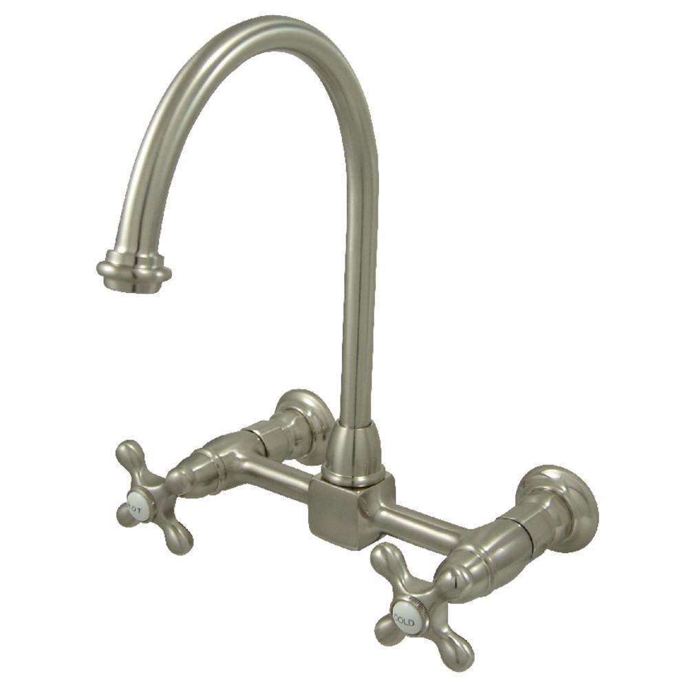Kingston Brass Restoration Wall Mount Kitchen Faucet Brushed Nickel