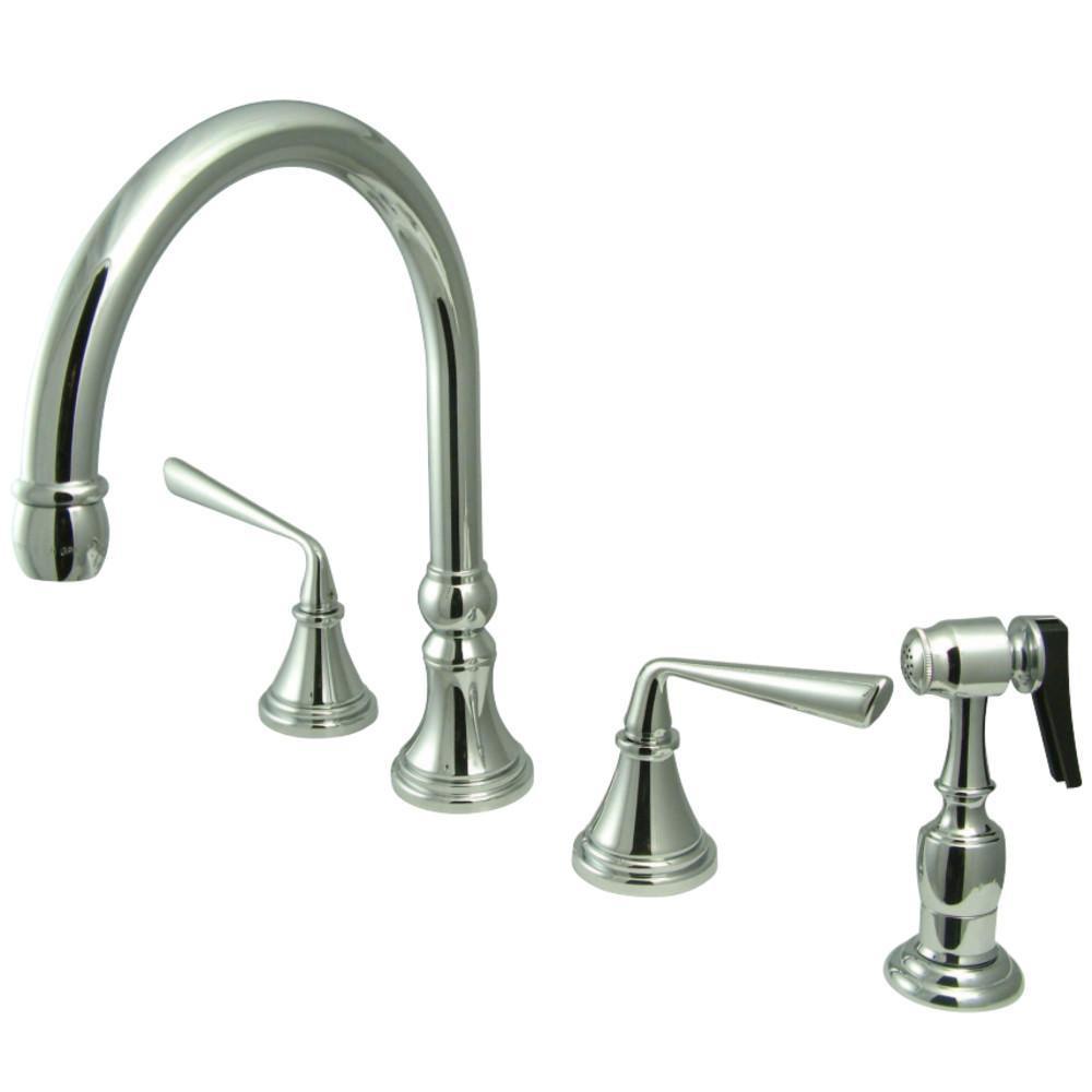 Kingston Brass Silver Sage Widespread Kitchen Faucet Polished Chrome