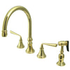 Kingston Brass Silver Sage Widespread Kitchen Faucet Polished Brass