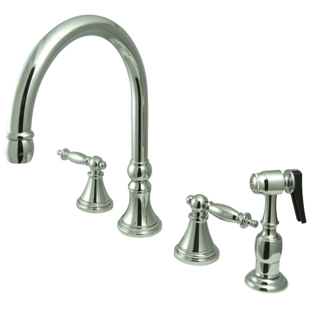 Kingston Brass Tuscany Widespread Kitchen Faucet Polished Chrome