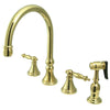 Kingston Brass Tuscany Widespread Kitchen Faucet Polished Brass