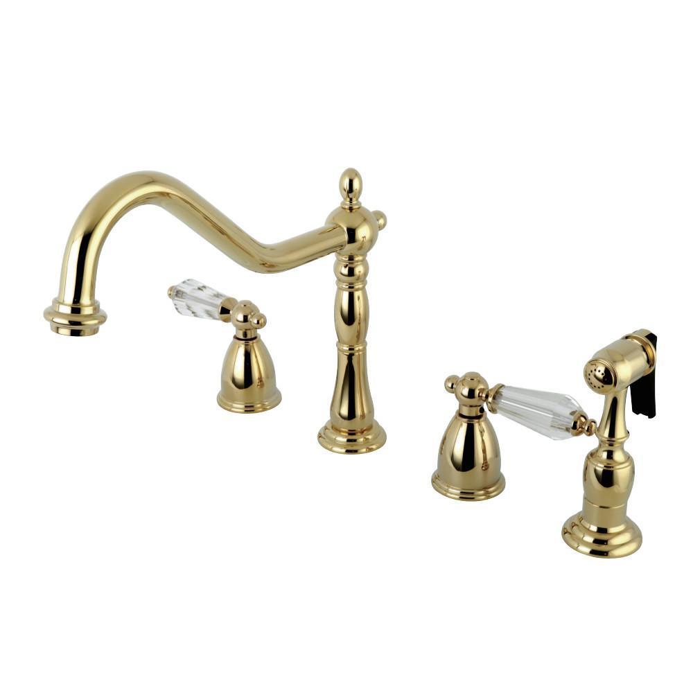 Kingston Brass Wilshire Widespread Kitchen Faucet Polished Brass