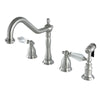 Kingston Brass Wilshire Widespread Kitchen Faucet Brushed Nickel