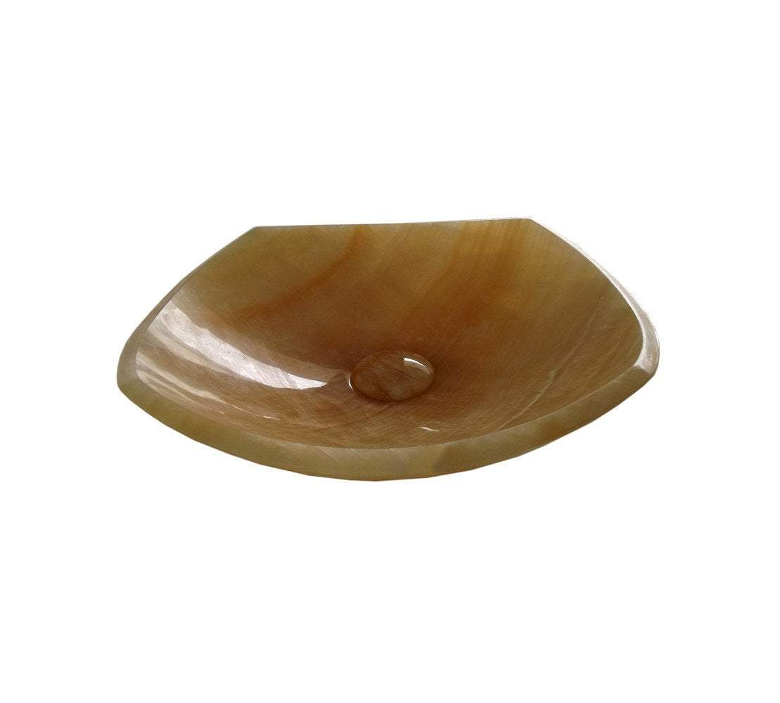 Vincent Honey Onyx Stone Bathroom Vessel Sink with Faucet and Drain