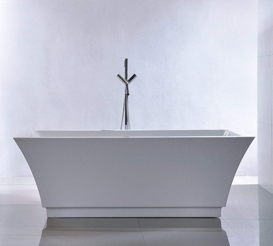 67" White Acrylic Double Ended Rectangular Tub - No Faucet