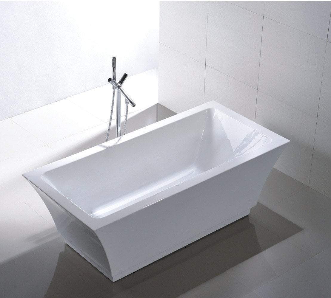67" White Acrylic Double Ended Rectangular Tub - No Faucet
