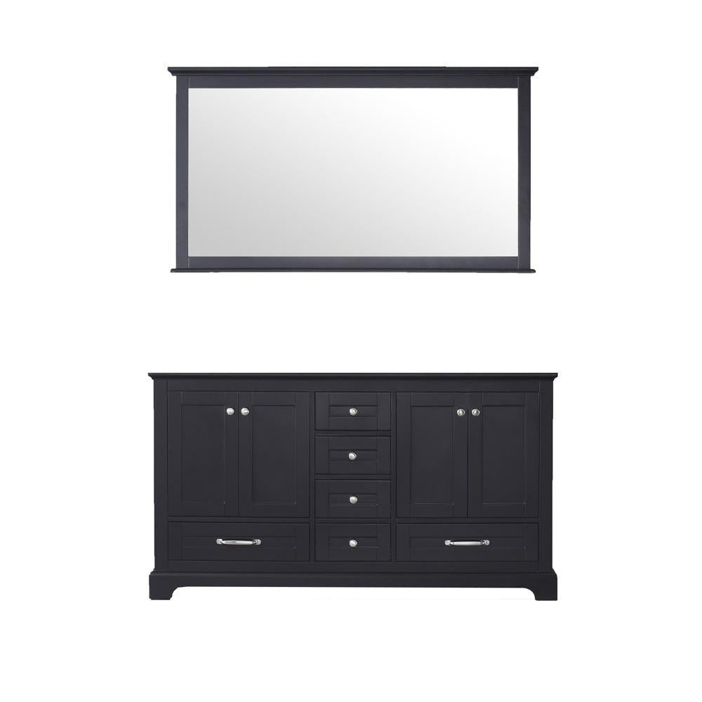 60" Espresso Double Vanity, no Top and 58" Mirror