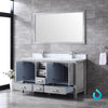 60&quot; Grey Double Vanity, White Carrara Marble Top, Square Sinks, 58&quot; Mirror