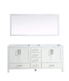 72&quot; White Double Vanity, no Top and 70&quot; Mirror