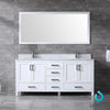 72&quot; White Double Vanity, White Carrara Marble Top, Square Sinks, 70&quot; Mirror