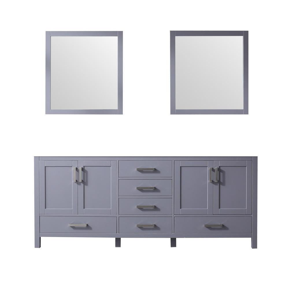 80" Dark Grey Double Vanity, no Top and 30" Mirrors