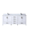 80&quot; White Double Vanity, White Carrara Marble Top, Square Sinks, no Mirror