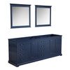 84&quot; Navy Blue Double Vanity, no Top and 34&quot; Mirrors