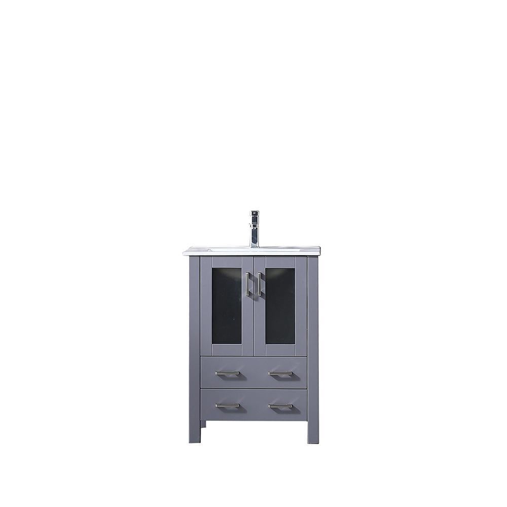 24" Dark Grey Single Vanity, Integrated Top, Integrated Square Sink, no Mirror
