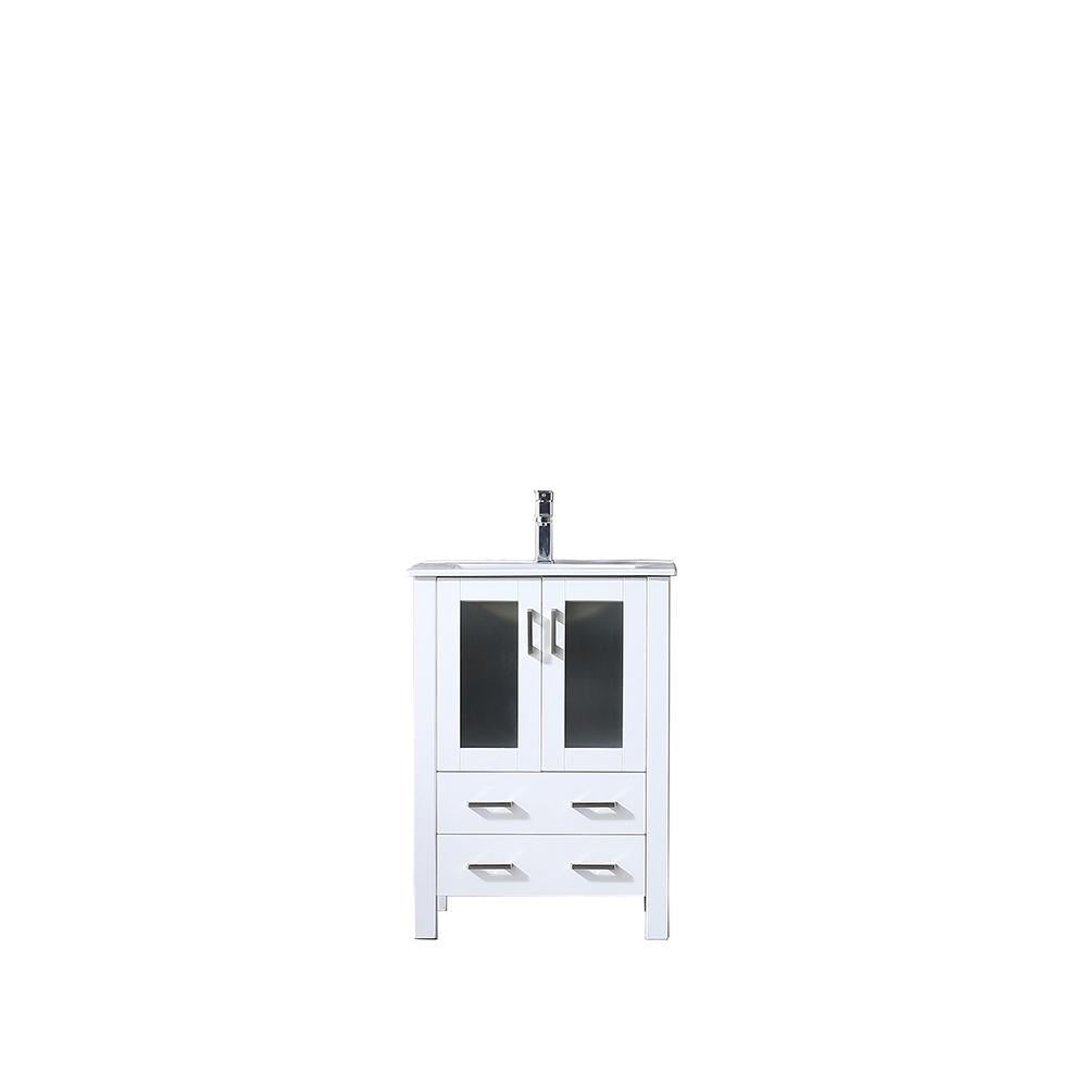 24" White Single Vanity, Integrated Top, Integrated Square Sink, no Mirror