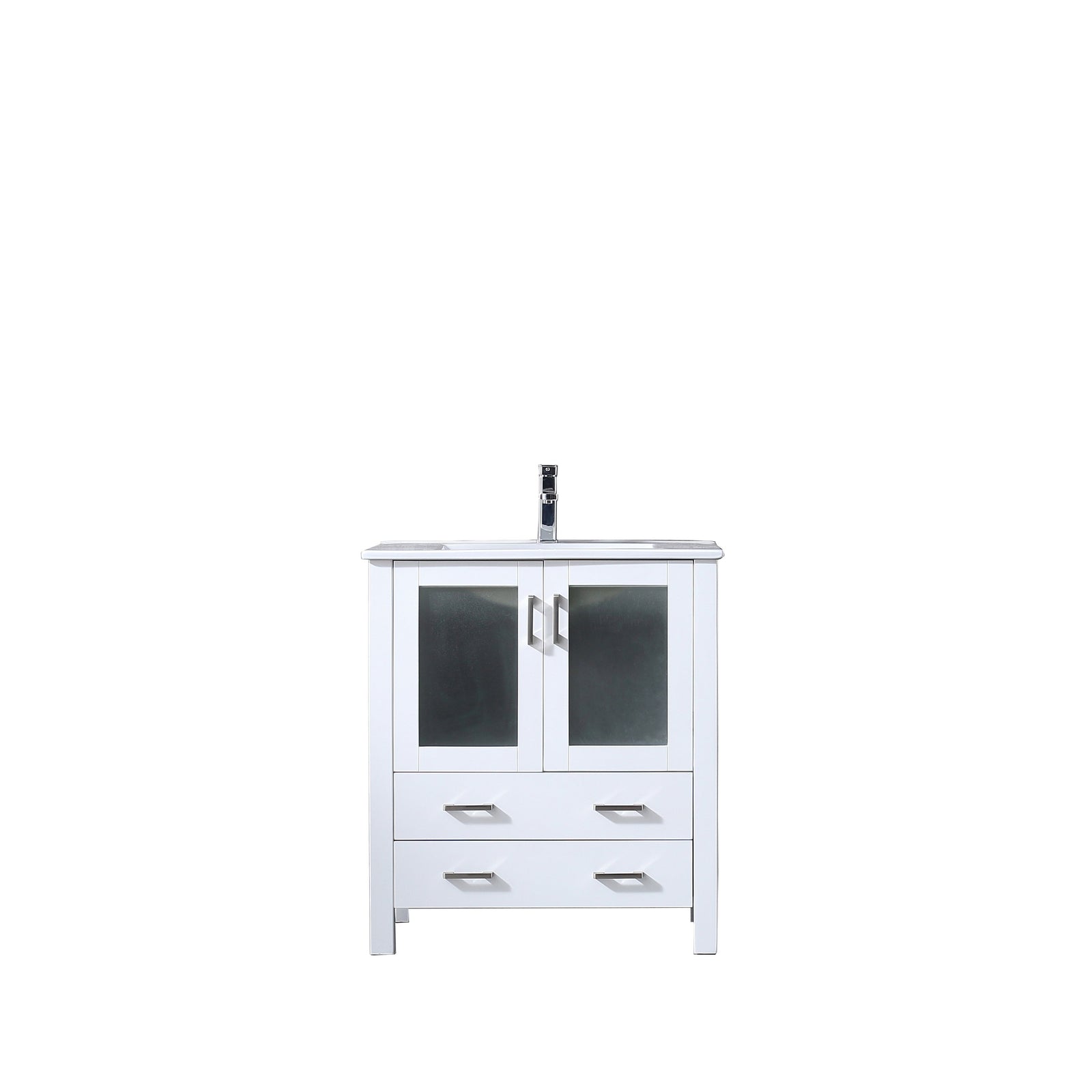 30" White Single Vanity, Integrated Top, Integrated Square Sink, no Mirror