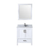 30&quot; White Single Vanity, White Carrara Marble Top, Square Sink, 28&quot; Mirror