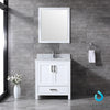 30&quot; White Single Vanity, White Carrara Marble Top, Square Sink, 28&quot; Mirror
