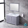 48&quot; Dark Grey Single Vanity, White Carrara Marble Top, Square Sink, 46&quot; Mirror