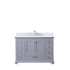 48&quot; Dark Grey Single Vanity, White Carrara Marble Top, Square Sink, no Mirror