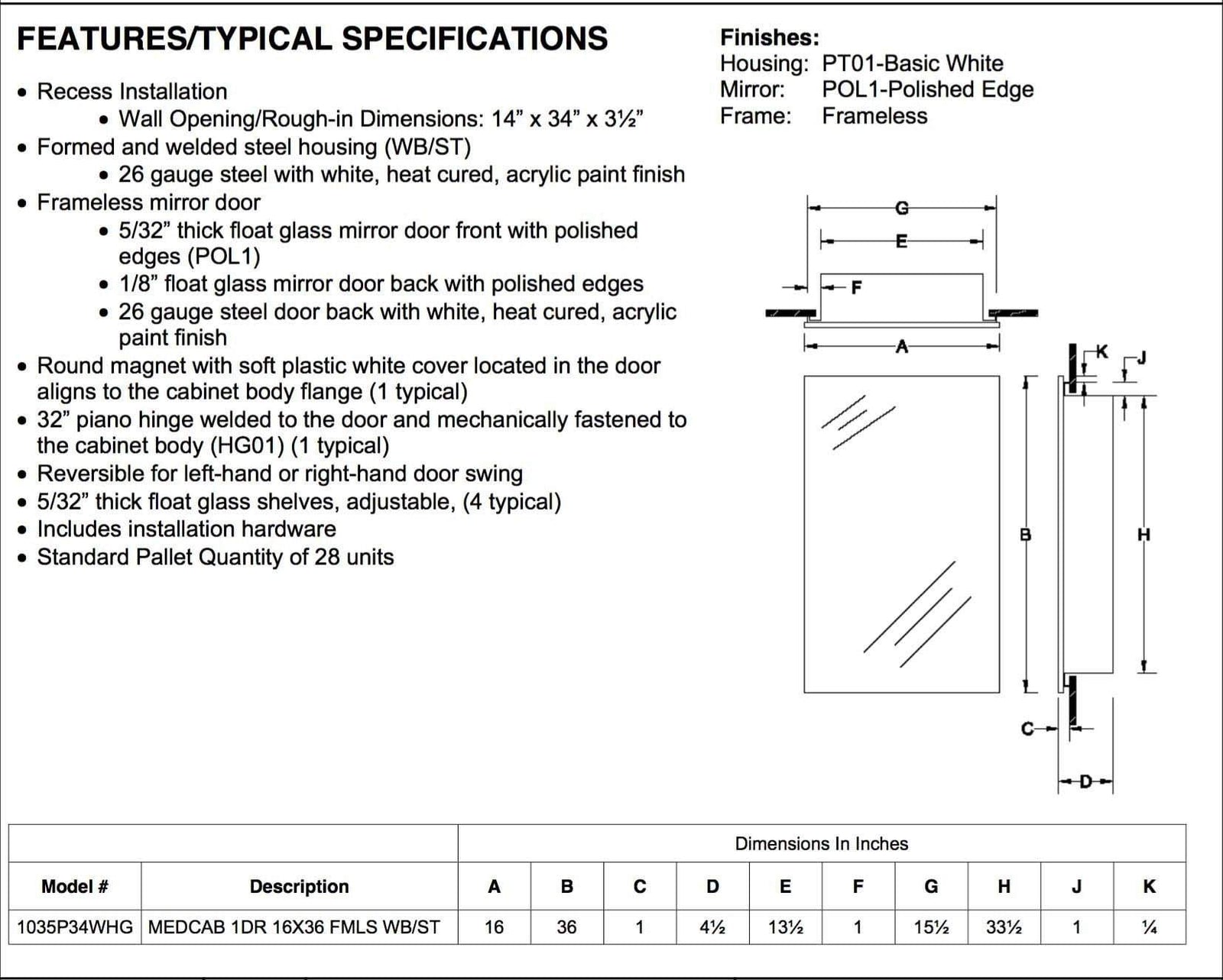 cove 16 x 36 recess mount glass shelves medicine cabinet_1035p34whg