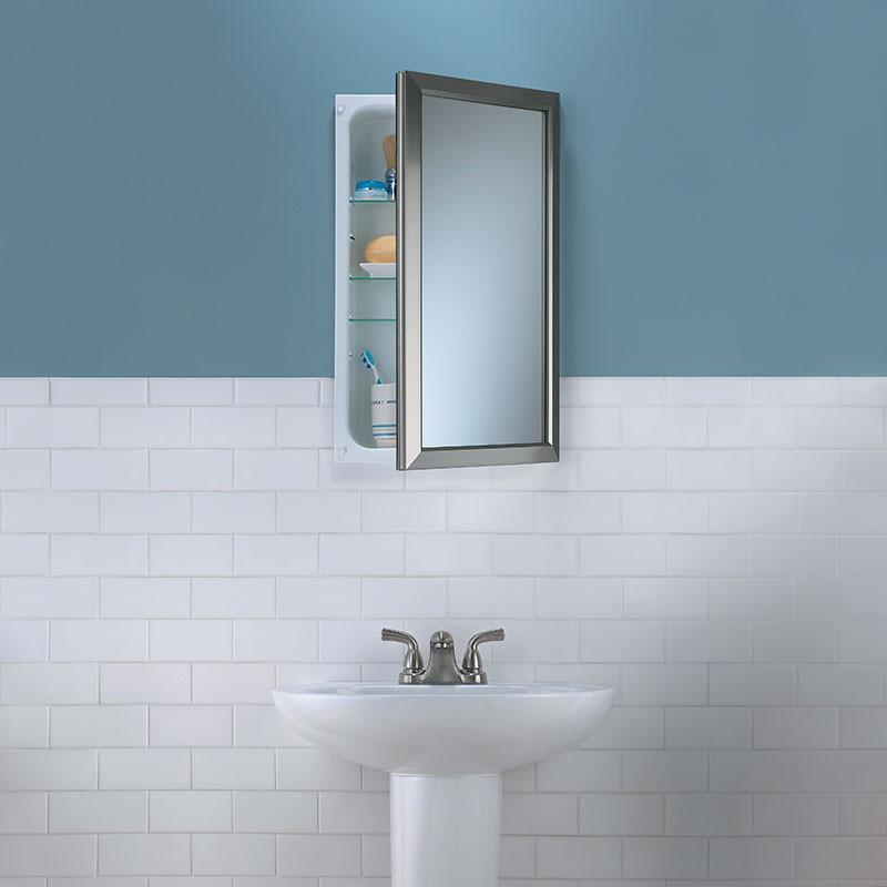 hampton 15 3 4 x 25 1 2 recess mount satin nickel medicine cabinet_625n244snc