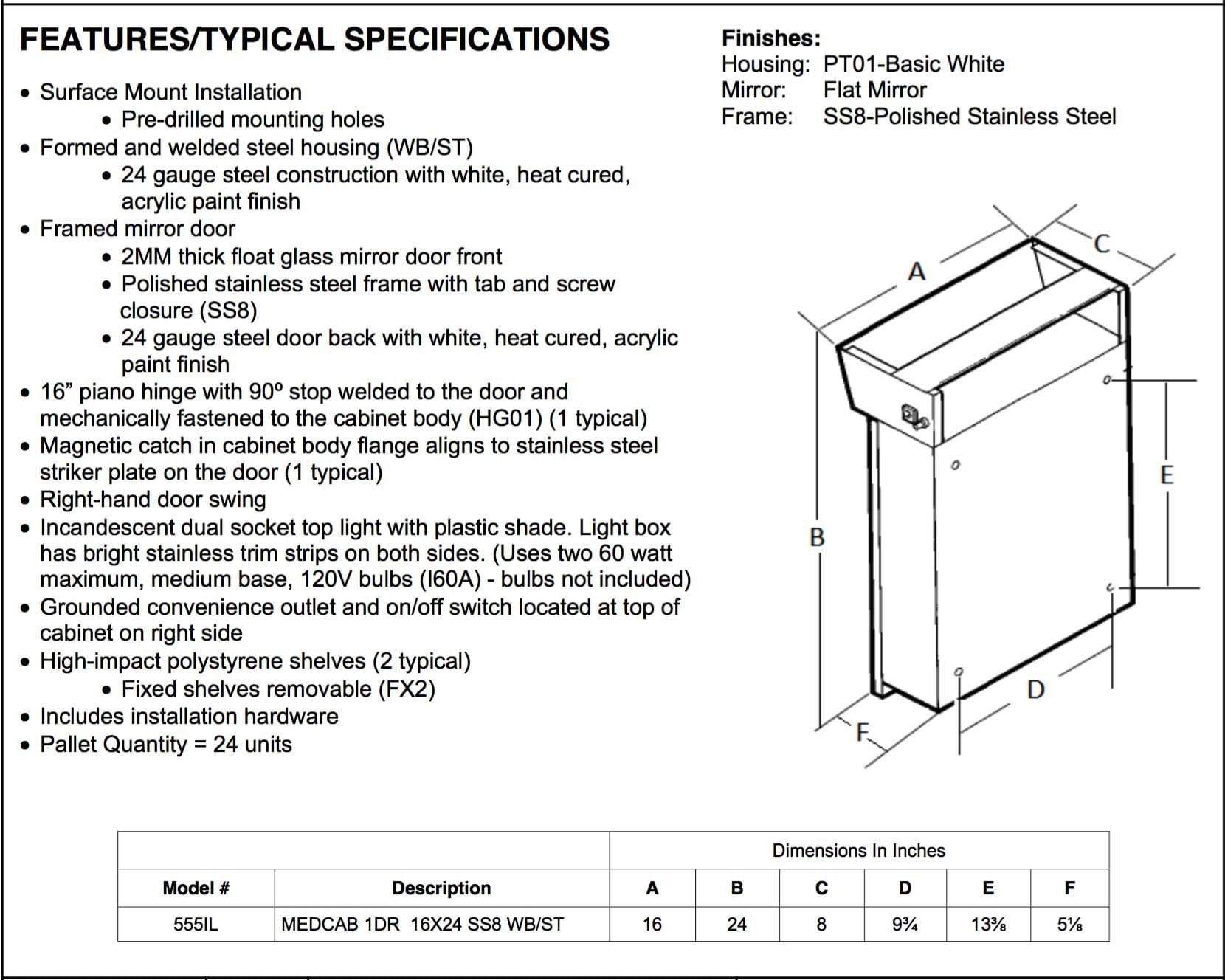 Lighted 16&quot; x 24&quot; Surface Mount Medicine Cabinet