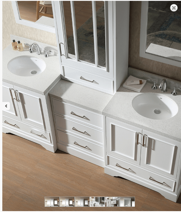 Stafford 85" Double Sink Vanity, White w/ Center Medicine Cabinet