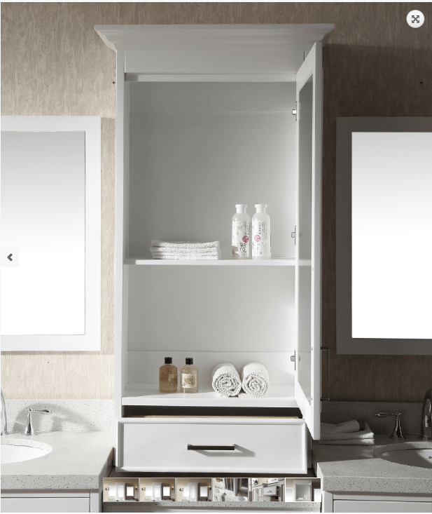 Stafford 85" Double Sink Vanity, White w/ Center Medicine Cabinet