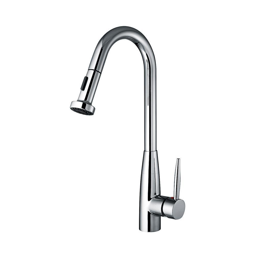 jem collectin single hole faucet with a gooseneck swivel spout pull down spray head and lever handle