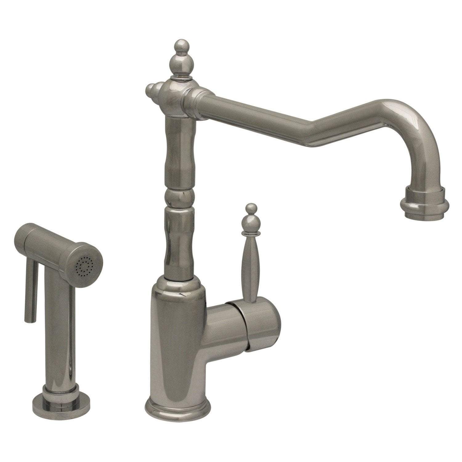 jem collection single lever handle faucet with traditional swivel spout and solid brass side spray
