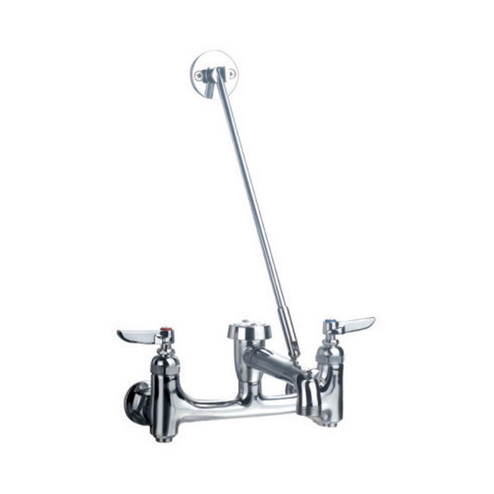 heavy duty wall mount service sink faucet with support bracket and lever handles