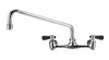 wall mount laundry faucet with extended swivel spout and lever handles